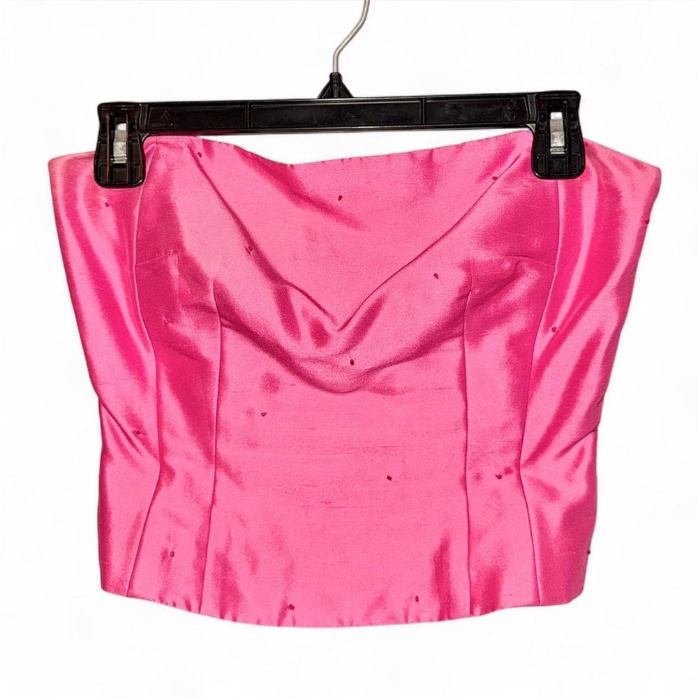 Sz 2 Y2K Vintage Ann Taylor Silk Princess Tube Top With Beading